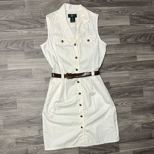 Hunt Club White Sleeveless Midi Dress with Brown Accents